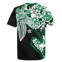 Monstera Plumeria Flowers Green Rugby Jersey Polynesian Pattern