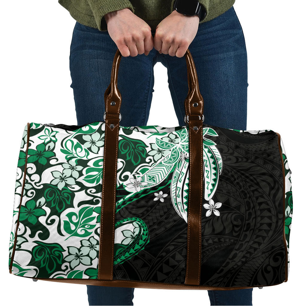 Monstera Plumeria Flowers Green Travel Bag Polynesian Pattern LT01 Green - Polynesian Pride
