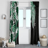 Monstera Plumeria Flowers Green Window Curtain Polynesian Pattern LT01 - Polynesian Pride