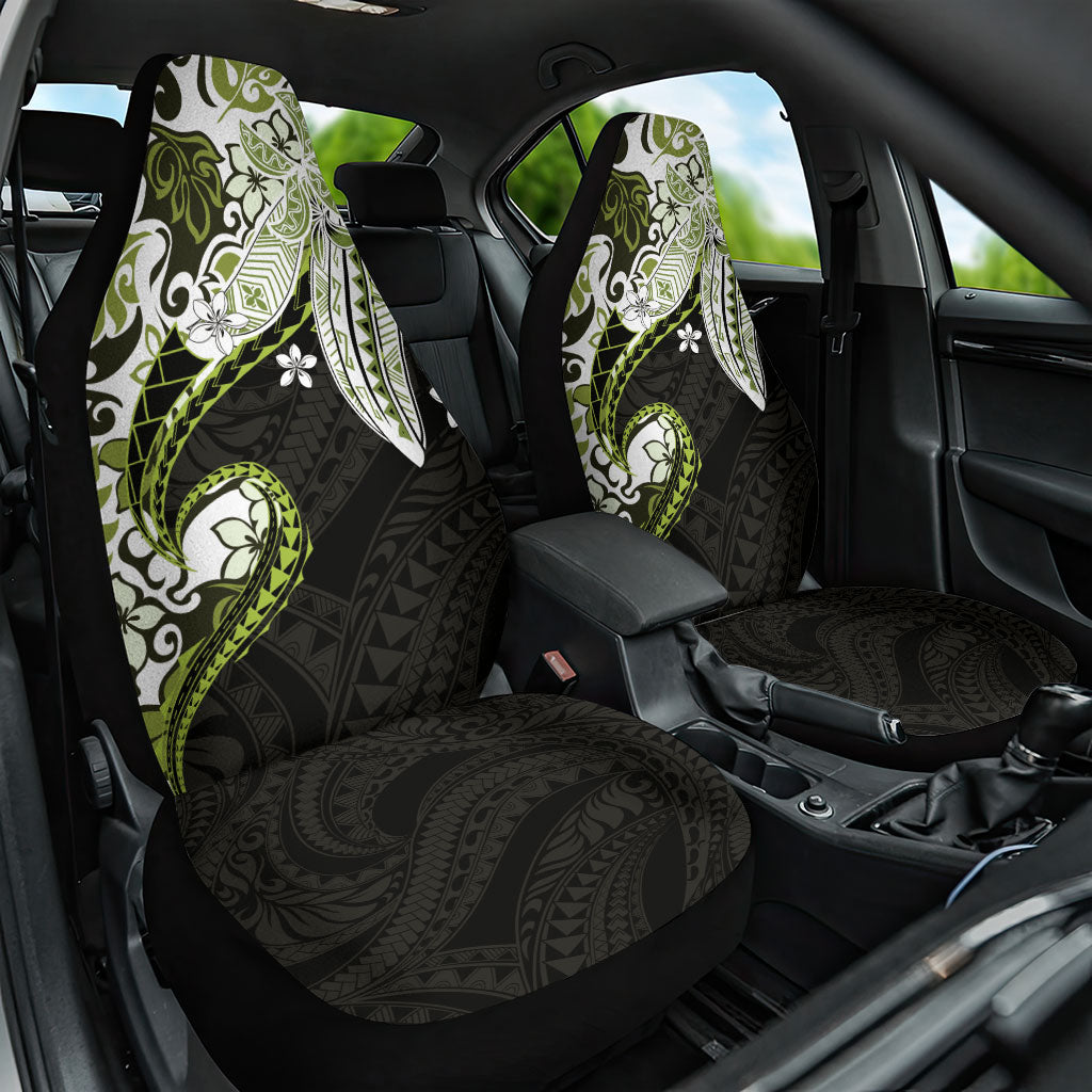 Monstera Plumeria Flowers Olive Green Car Seat Cover Polynesian Pattern LT01 One Size Green - Polynesian Pride