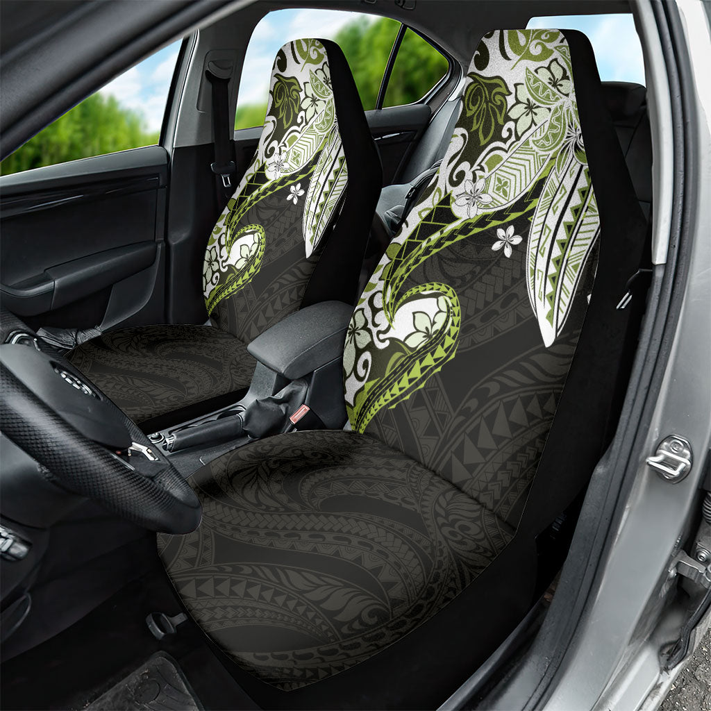 Monstera Plumeria Flowers Olive Green Car Seat Cover Polynesian Pattern LT01 - Polynesian Pride