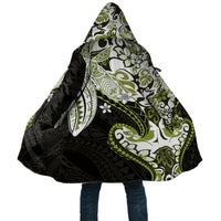 Monstera Plumeria Flowers Olive Green Cloak Polynesian Pattern