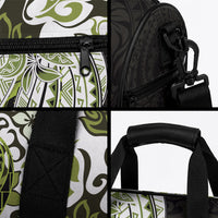 Monstera Plumeria Flowers Olive Green Duffle Bag Polynesian Pattern