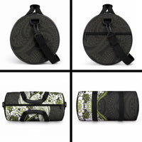 Monstera Plumeria Flowers Olive Green Duffle Bag Polynesian Pattern