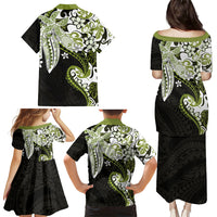 Monstera Plumeria Flowers Olive Green Family Matching Puletasi and Hawaiian Shirt Polynesian Pattern LT01 - Polynesian Pride