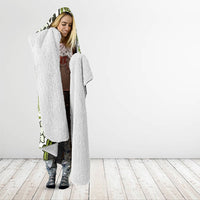 Monstera Plumeria Flowers Olive Green Hooded Blanket Polynesian Pattern