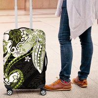 Monstera Plumeria Flowers Olive Green Luggage Cover Polynesian Pattern