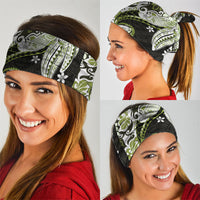 Monstera Plumeria Flowers Olive Green Neck Gaiter Polynesian Pattern