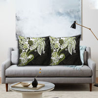 Monstera Plumeria Flowers Olive Green Pillow Cover Polynesian Pattern