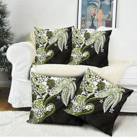 Monstera Plumeria Flowers Olive Green Pillow Cover Polynesian Pattern