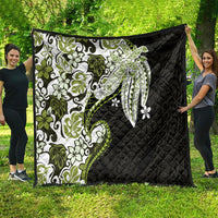 Monstera Plumeria Flowers Olive Green Quilt Polynesian Pattern