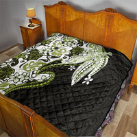 Monstera Plumeria Flowers Olive Green Quilt Polynesian Pattern