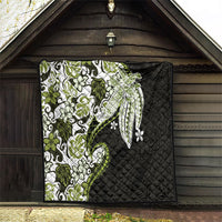 Monstera Plumeria Flowers Olive Green Quilt Polynesian Pattern