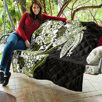 Monstera Plumeria Flowers Olive Green Quilt Polynesian Pattern