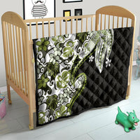 Monstera Plumeria Flowers Olive Green Quilt Polynesian Pattern