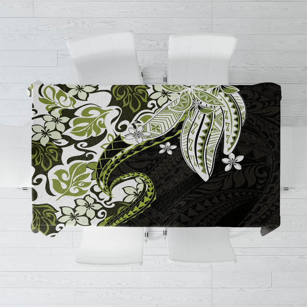 Monstera Plumeria Flowers Olive Green Tablecloth Polynesian Pattern LT01 Green - Polynesian Pride