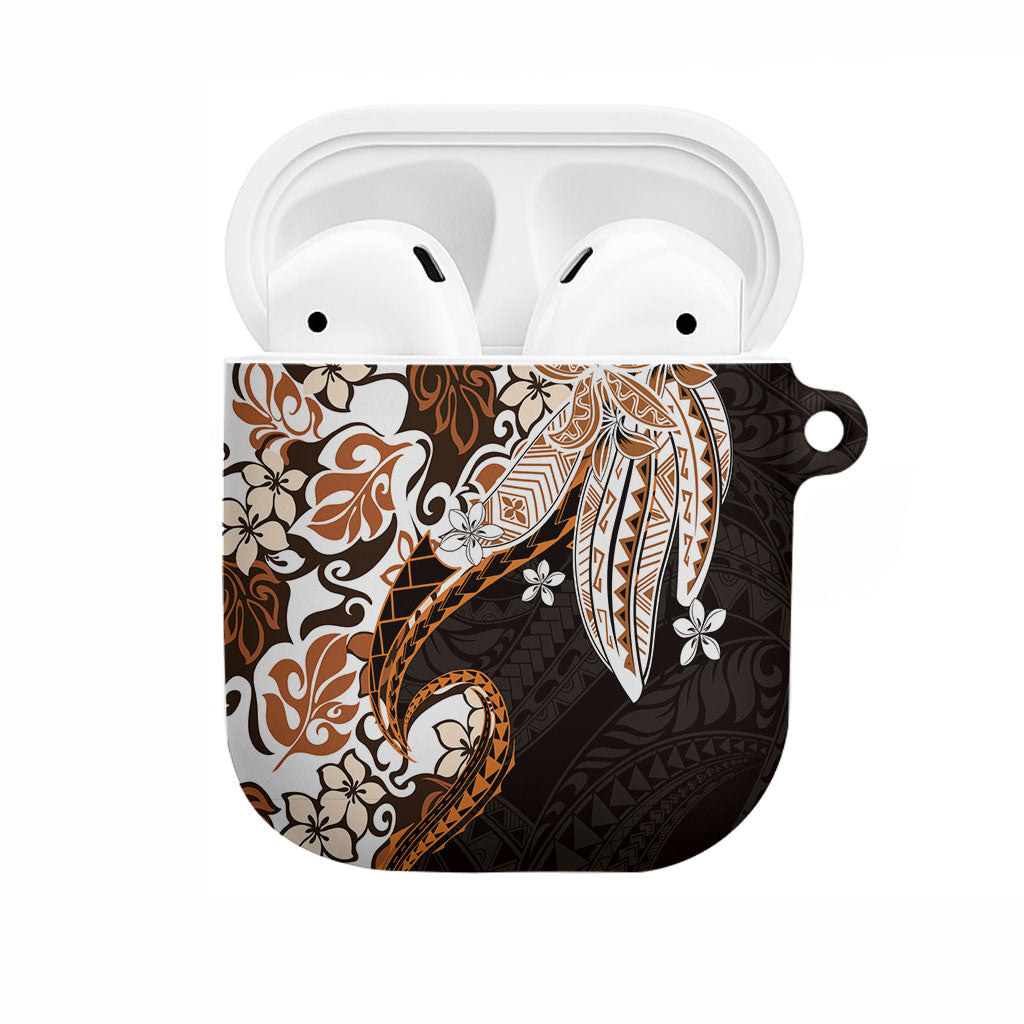 Monstera Plumeria Flowers Orange AirPods Case Polynesian Pattern LT01 Orange - Polynesian Pride