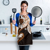 Monstera Plumeria Flowers Orange Apron Polynesian Pattern