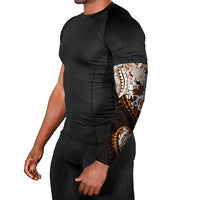 Monstera Plumeria Flowers Orange Arm Sleeves Polynesian Pattern