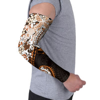 Monstera Plumeria Flowers Orange Arm Sleeves Polynesian Pattern