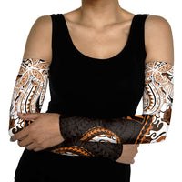 Monstera Plumeria Flowers Orange Arm Sleeves Polynesian Pattern