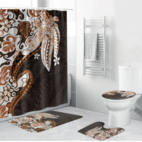 Monstera Plumeria Flowers Orange Bathroom Set Polynesian Pattern