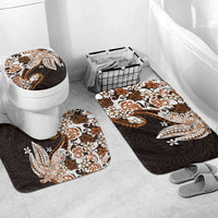Monstera Plumeria Flowers Orange Bathroom Set Polynesian Pattern