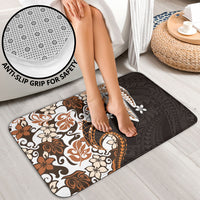 Monstera Plumeria Flowers Orange Bathroom Set Polynesian Pattern
