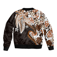 Monstera Plumeria Flowers Orange Bomber Jacket Polynesian Pattern