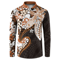 Monstera Plumeria Flowers Orange Button Sweatshirt Polynesian Pattern