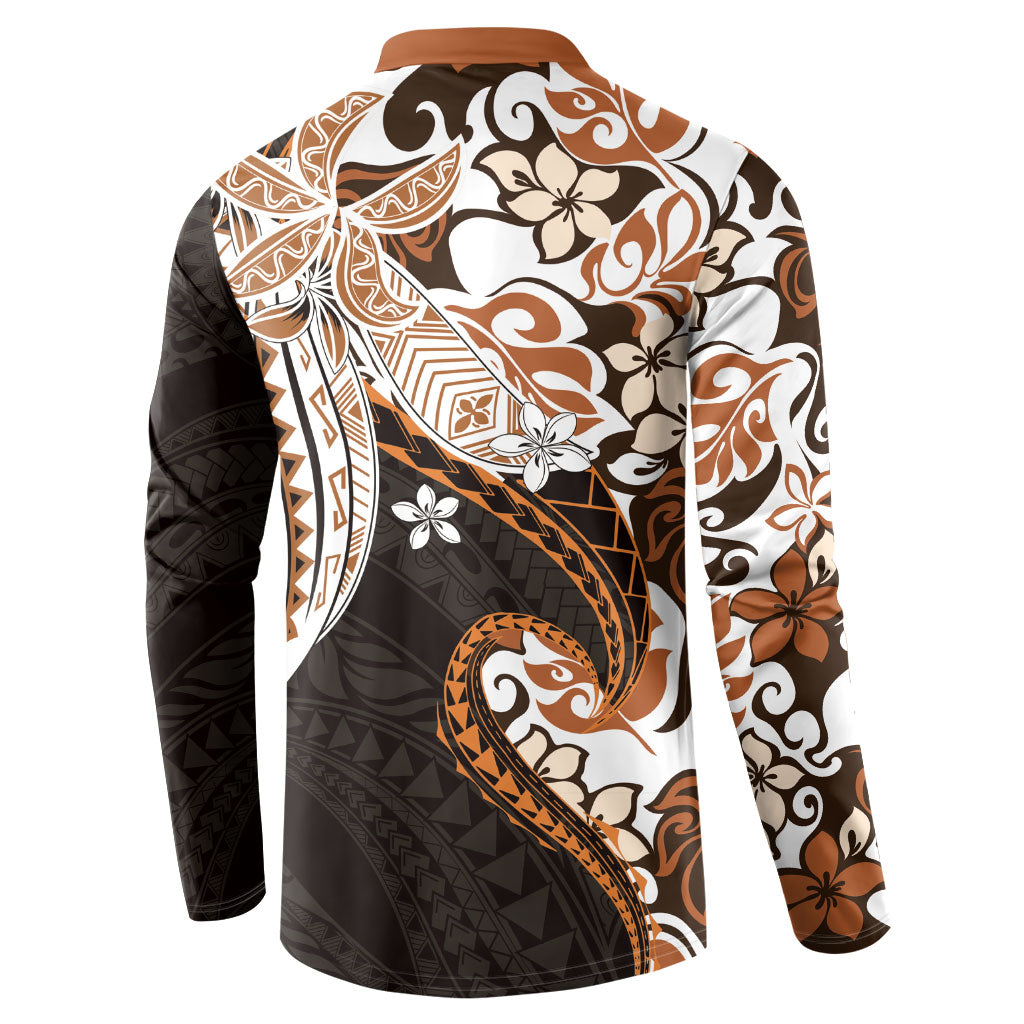 Monstera Plumeria Flowers Orange Button Sweatshirt Polynesian Pattern