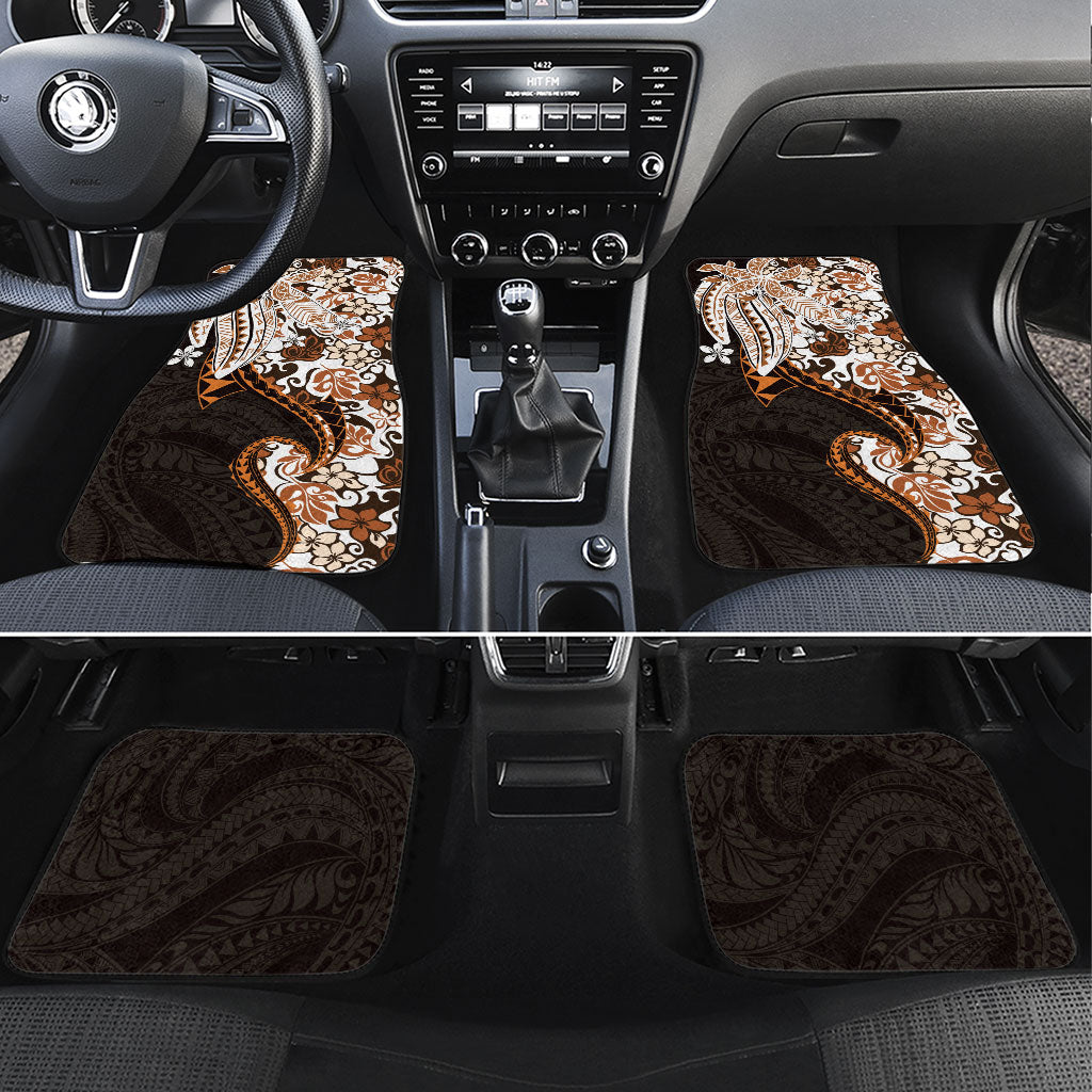 Monstera Plumeria Flowers Orange Car Mats Polynesian Pattern LT01 Set 4pcs Orange - Polynesian Pride
