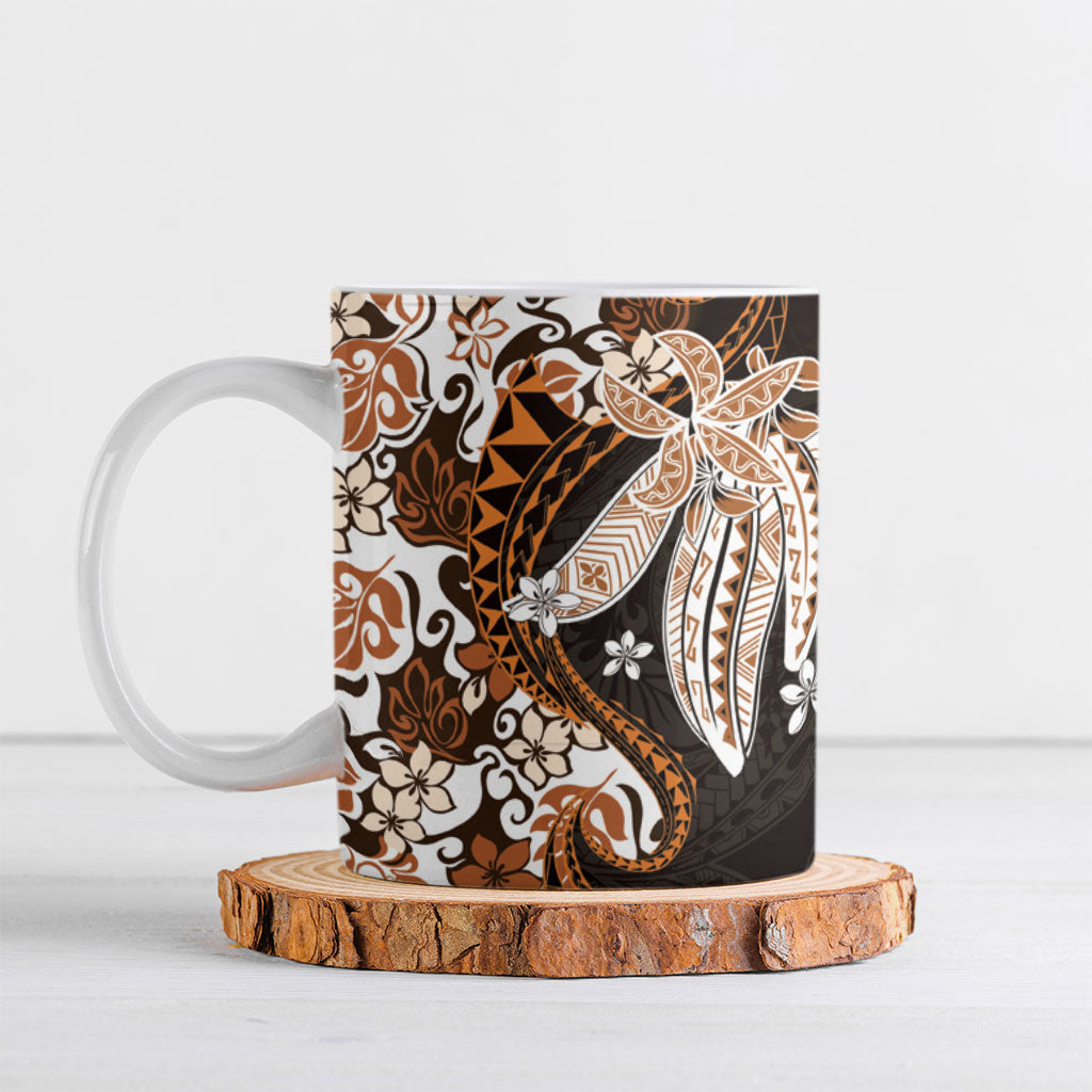 Monstera Plumeria Flowers Orange Ceramic Mug Polynesian Pattern LT01 Orange - Polynesian Pride