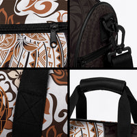 Monstera Plumeria Flowers Orange Duffle Bag Polynesian Pattern