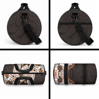Monstera Plumeria Flowers Orange Duffle Bag Polynesian Pattern