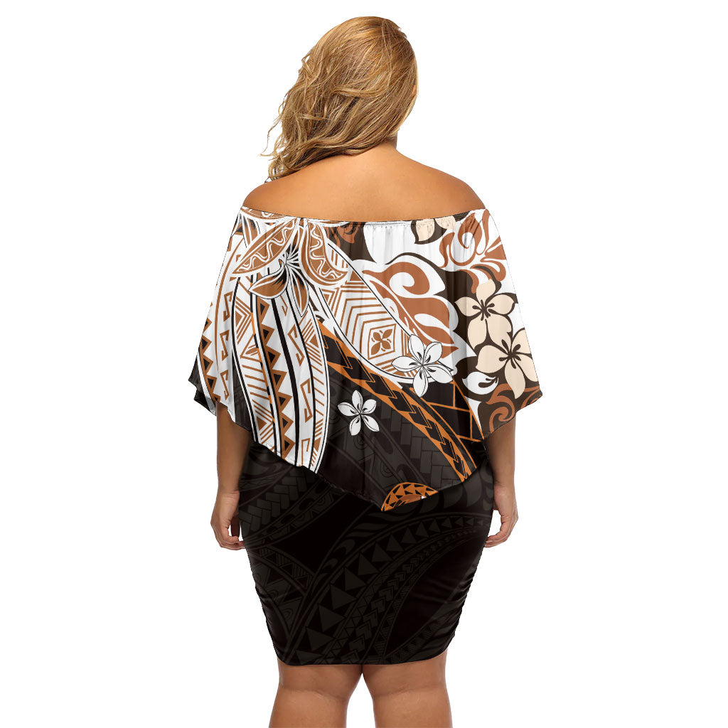Monstera Plumeria Flowers Orange Family Matching Off Shoulder Short Dress and Hawaiian Shirt Polynesian Pattern LT01 - Polynesian Pride
