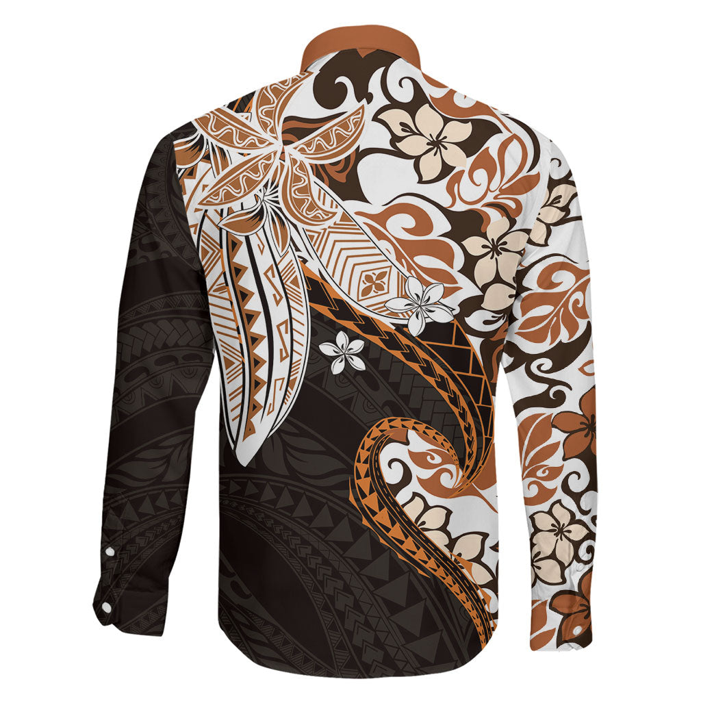 Monstera Plumeria Flowers Orange Family Matching Short Sleeve Bodycon Dress and Hawaiian Shirt Polynesian Pattern