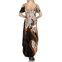 Monstera Plumeria Flowers Orange Family Matching Summer Maxi Dress and Hawaiian Shirt Polynesian Pattern LT01 - Polynesian Pride