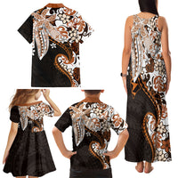 Monstera Plumeria Flowers Orange Family Matching Tank Maxi Dress and Hawaiian Shirt Polynesian Pattern LT01 - Polynesian Pride