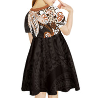 Monstera Plumeria Flowers Orange Kid Short Sleeve Dress Polynesian Pattern LT01 - Polynesian Pride