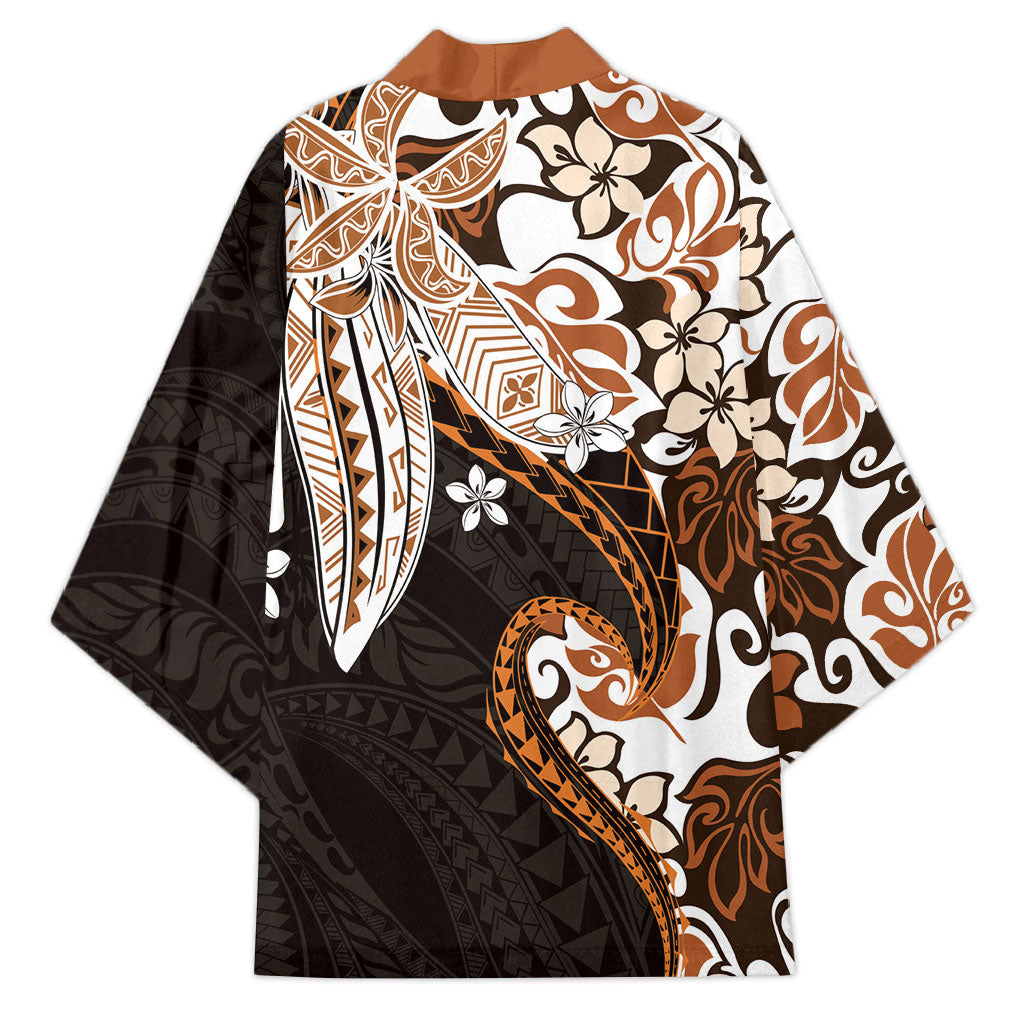 Monstera Plumeria Flowers Orange Kimono Polynesian Pattern LT01 - Polynesian Pride