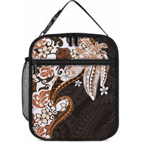 Monstera Plumeria Flowers Orange Lunch Bag Polynesian Pattern LT01 10.2 × 8.3 × 4.3 inch Orange - Polynesian Pride