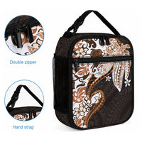 Monstera Plumeria Flowers Orange Lunch Bag Polynesian Pattern LT01 - Polynesian Pride