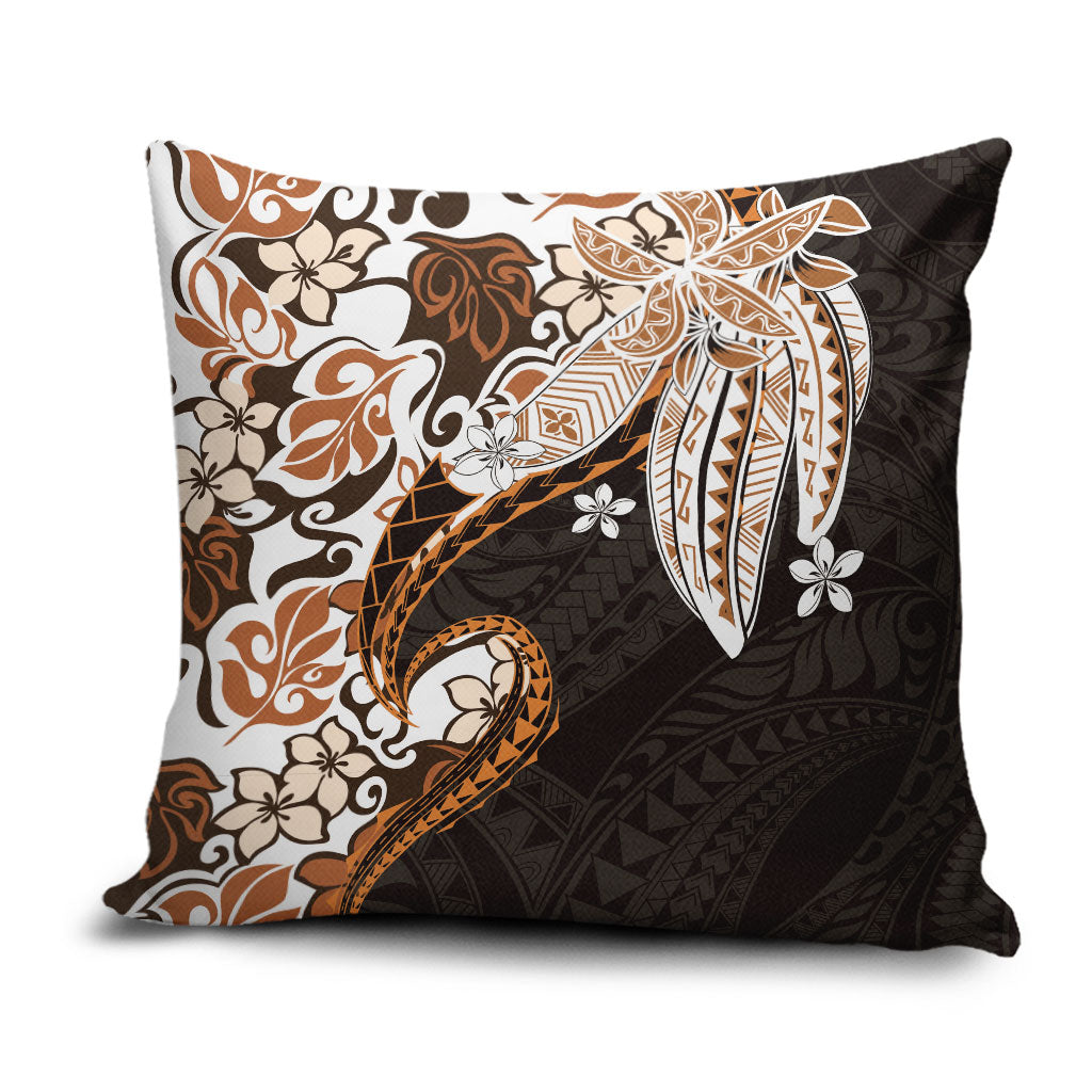 Monstera Plumeria Flowers Orange Pillow Cover Polynesian Pattern LT01 Orange - Polynesian Pride