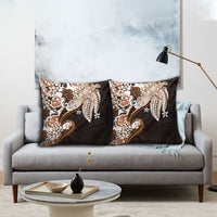 Monstera Plumeria Flowers Orange Pillow Cover Polynesian Pattern