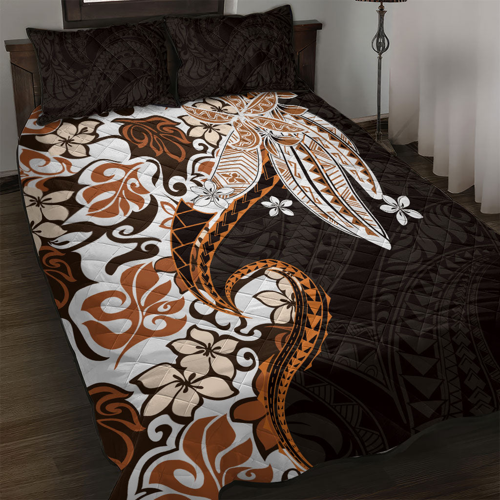 Monstera Plumeria Flowers Orange Quilt Bed Set Polynesian Pattern LT01 Orange - Polynesian Pride