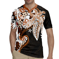 Monstera Plumeria Flowers Orange Rugby Jersey Polynesian Pattern