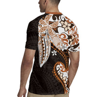 Monstera Plumeria Flowers Orange Rugby Jersey Polynesian Pattern