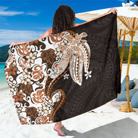 Monstera Plumeria Flowers Orange Sarong Polynesian Pattern