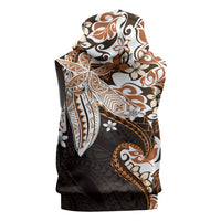 Monstera Plumeria Flowers Orange Sleeveless Hoodie Polynesian Pattern LT01 - Polynesian Pride